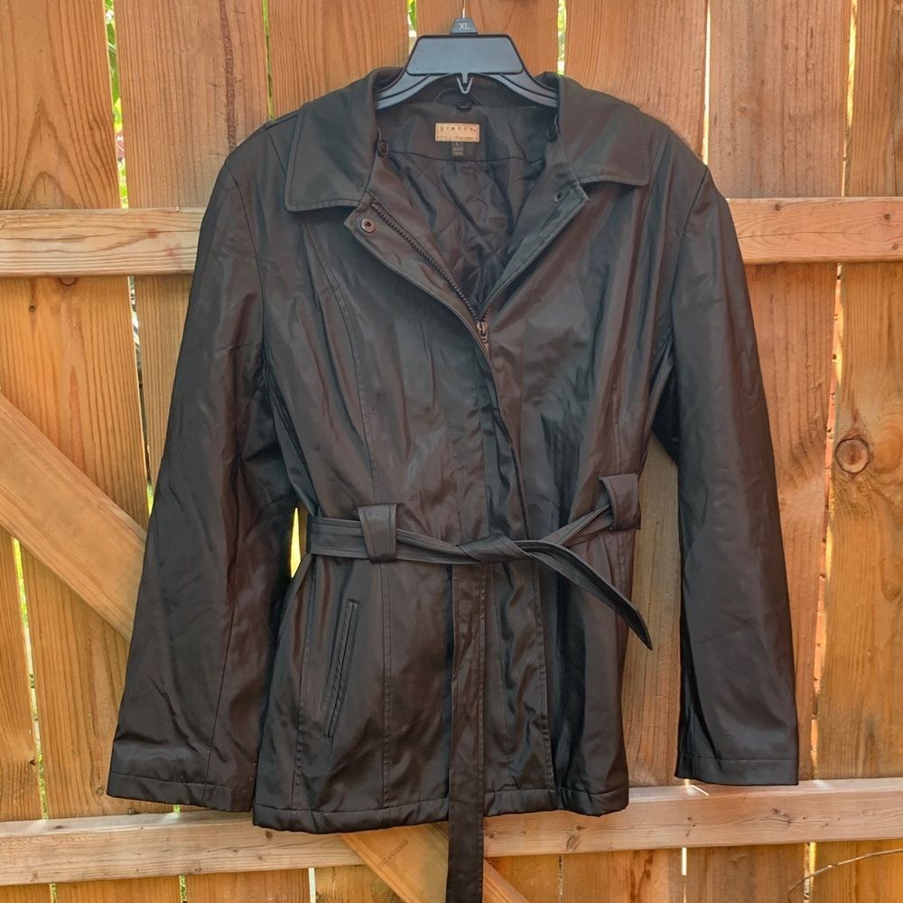 Giacca Black Women's Rain Coat with Belt